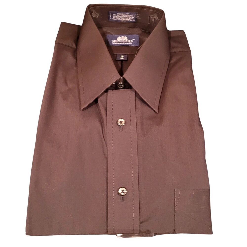 Men's Stafford Wrinkle Free Long 35 Sleeve 17 Neck Black Iron Free Front Pocket